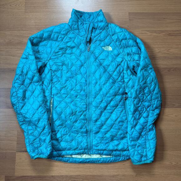 Women's The North Face Thermoball Teal Green Zip Light Puffer Jacket Sz Medium - Picture 1 of 9